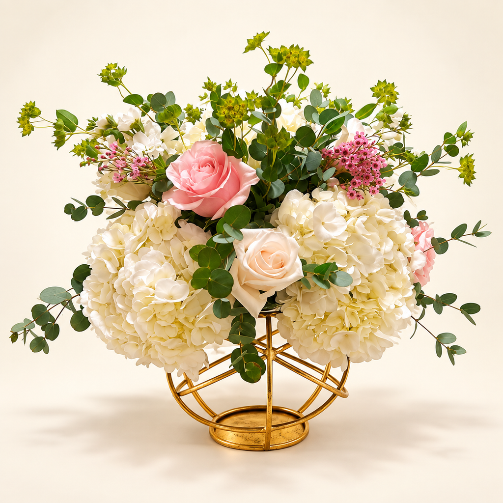 Blush & Ivory Gold Orb Centerpiece