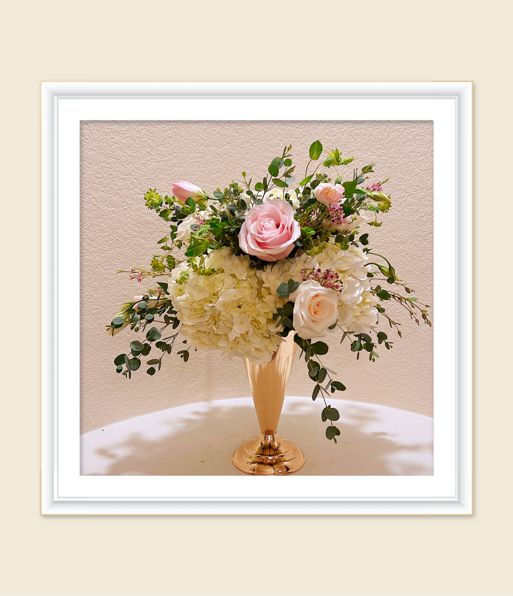 Blush & Ivory Gold Vase Centerpiece