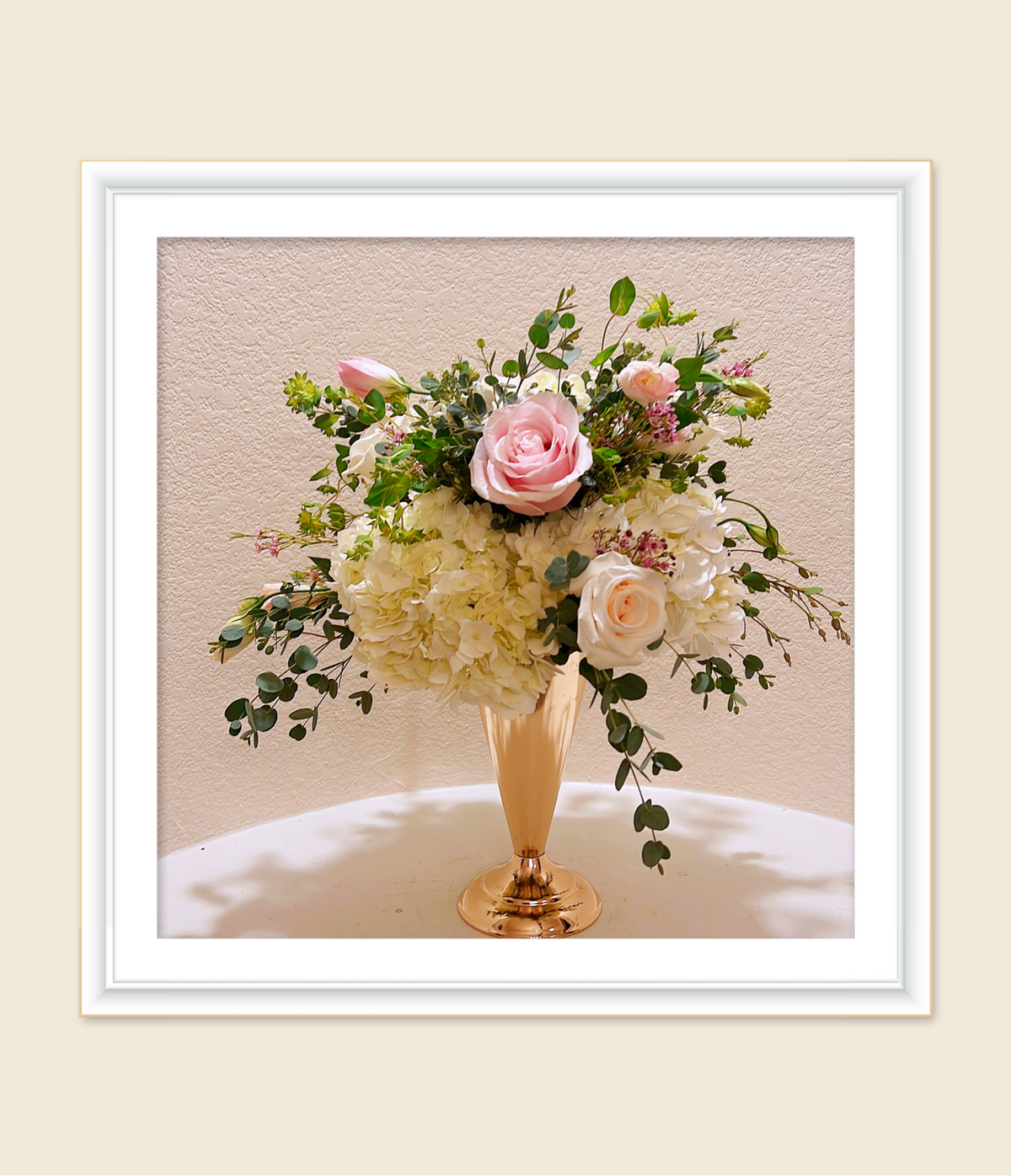 Blush & Ivory Gold Vase Centerpiece