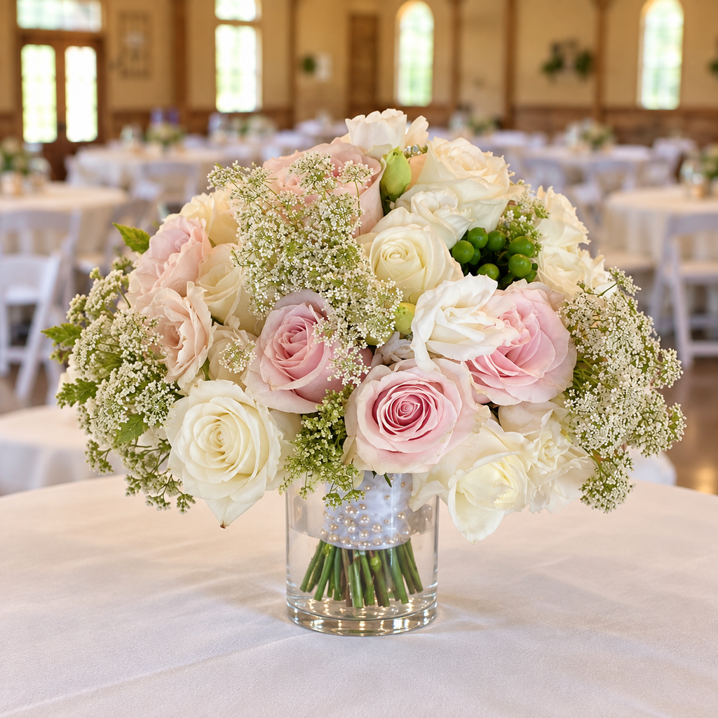 Blush & Ivory Reception Centerpiece