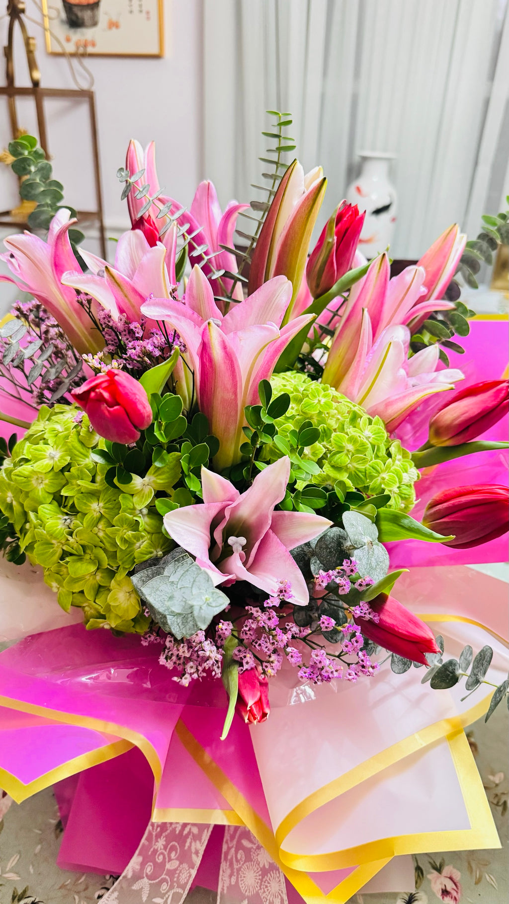 Pink Lily & Lime Bouquet