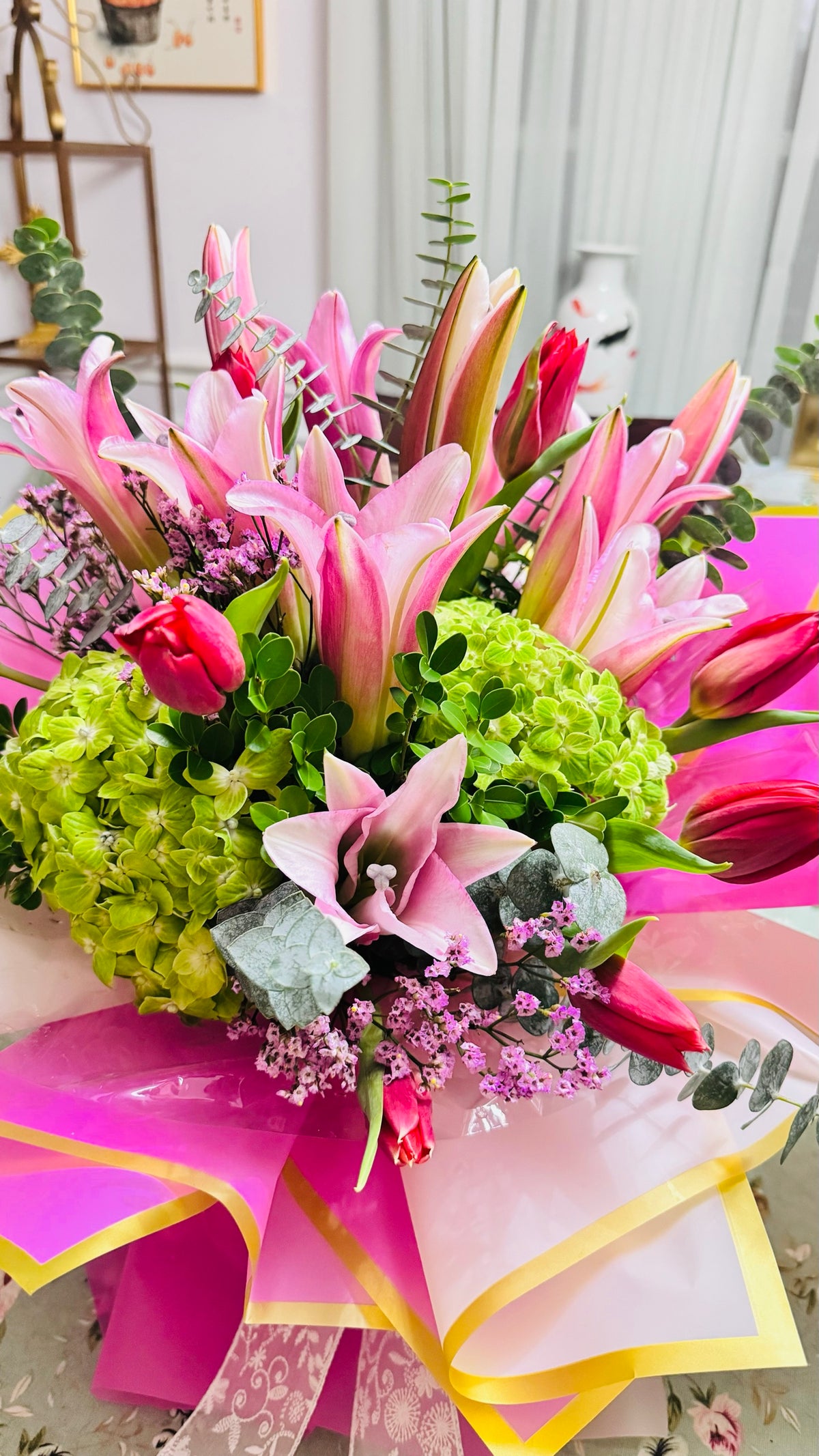 Pink Lily & Lime Bouquet