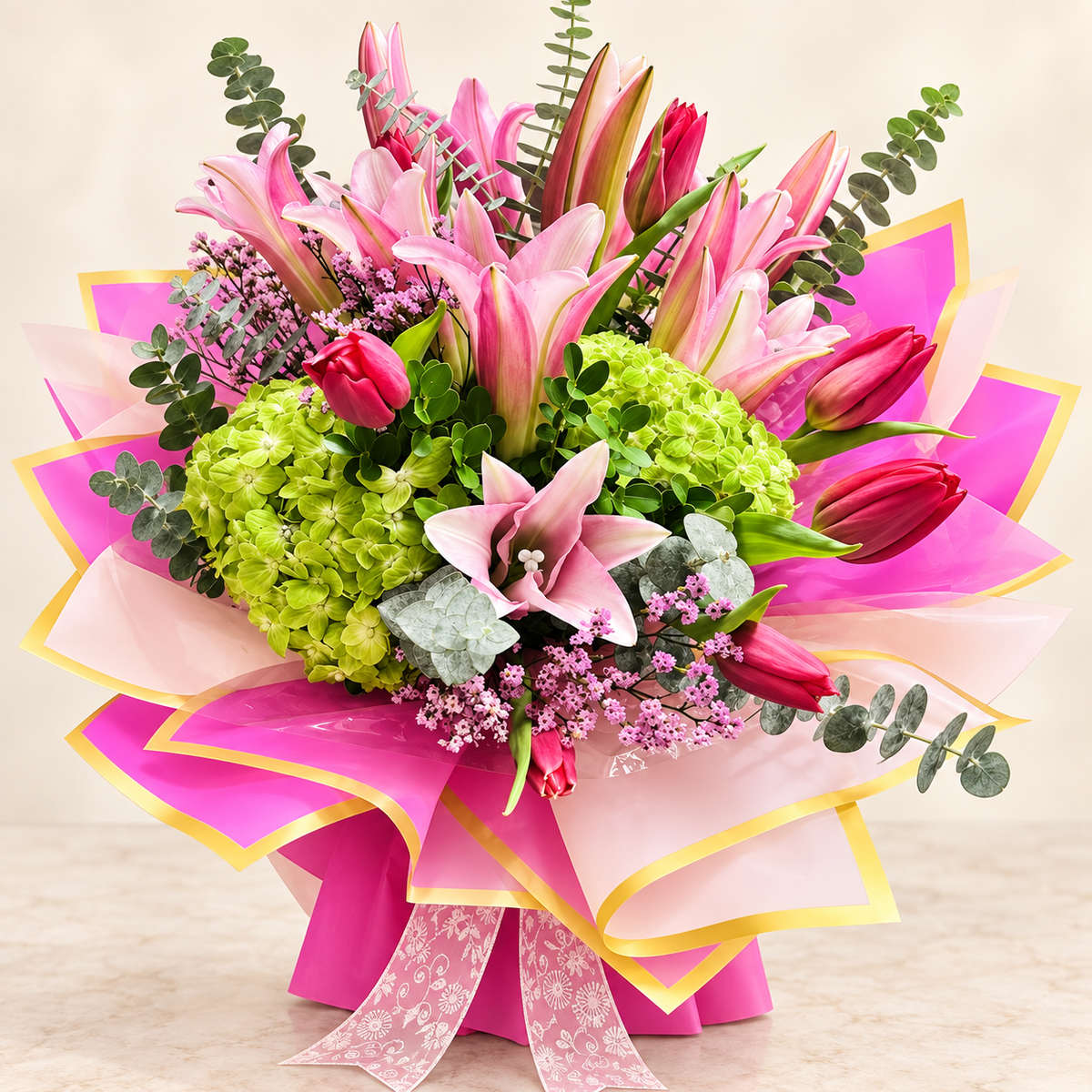 Pink Lily & Lime Bouquet